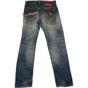 Edwin Y2K Distressed Blue Bootcut eans men’s Flap Pocket Zip Detail 32x33 Japan